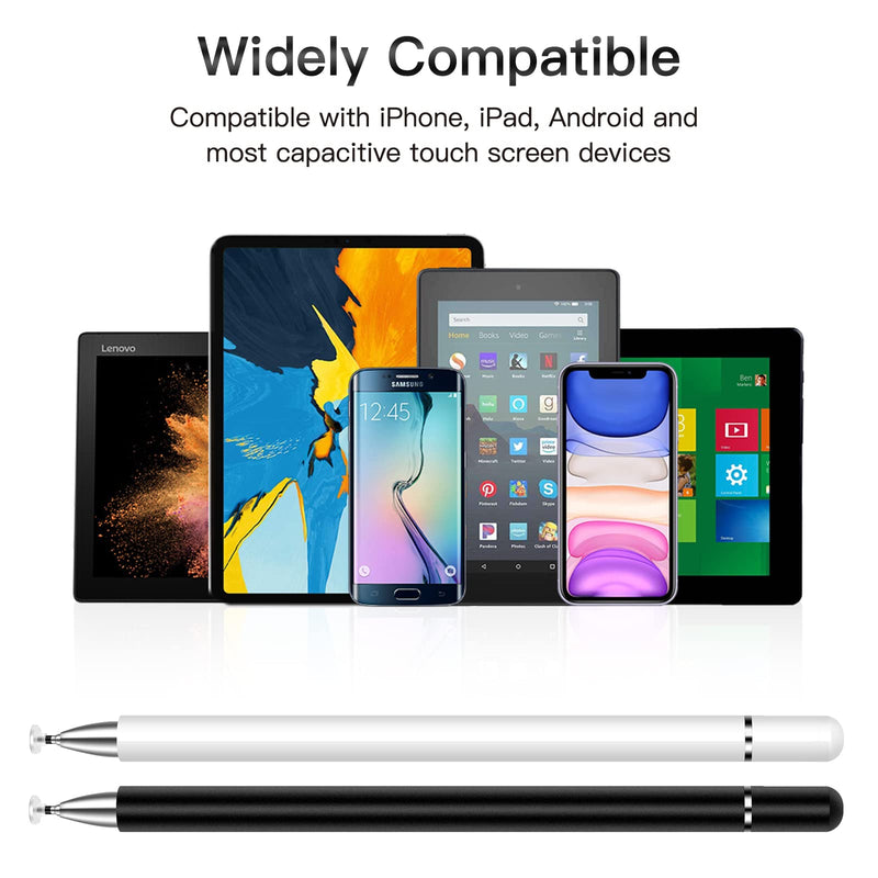 [Australia - AusPower] - Stylus for iPad (2 Pcs), StylusHome Magnetic Disc Universal Stylus Pens Touch Screens for Apple/iPhone/Ipad pro/Mini/Air/Android/Microsoft/Surface All Capacitive Touch Screens - Black/White 