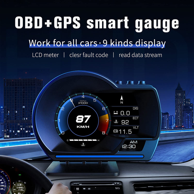 [Australia - AusPower] - wiiyii Car HUD Head Up Display P6, OBD+GPS Smart Gauge, Works Great for All Cars 