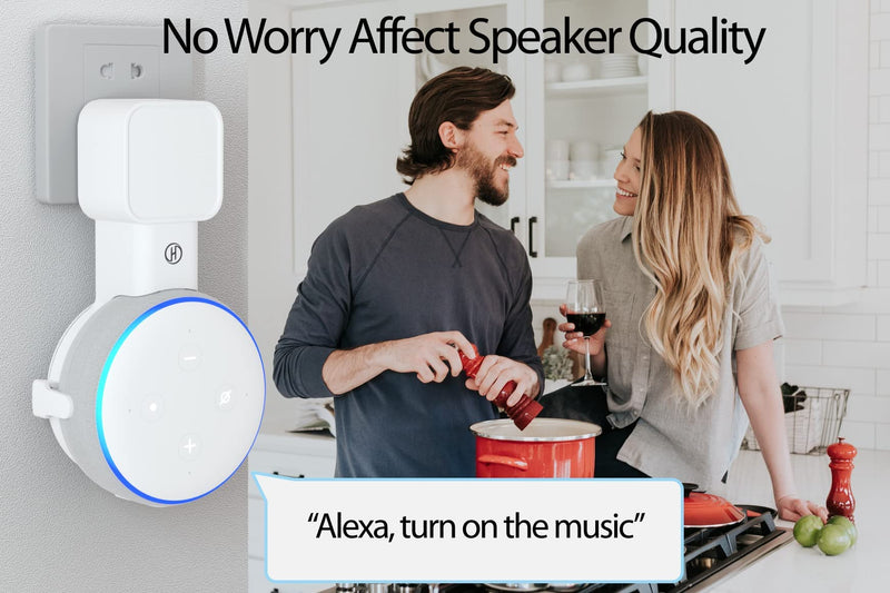 [Australia - AusPower] - Wall Mount Holder for Echo Dot 3rd Generation Outlet Wall Mount Stand, Space Saving Accessories with Cable Management Without Messy Wire for Smart Home Speakers Bedroom Bathroom Kitchen, 1 Pack White 