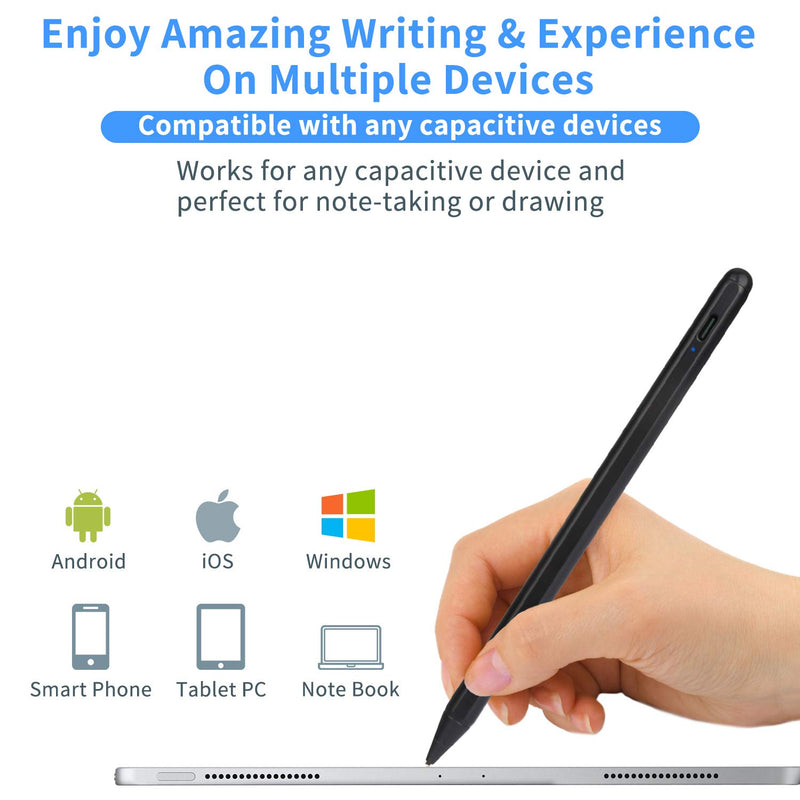 [Australia - AusPower] - Stylus Pencil for iPhone 13/11 Pro, 1.5mm Fine Point Pencil Universal Compatible for iPhone/iPad Pro/Android/Samsung/Surface and More Touch Screens, Good for iPad Drawing and Writing Stylus, Black 