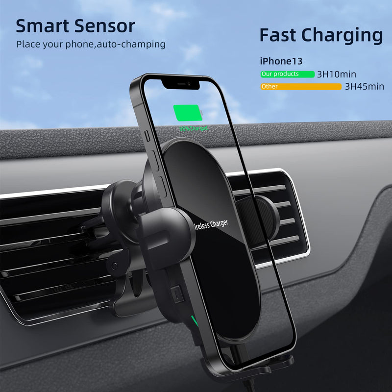 [Australia - AusPower] - Nalwort Wireless Car Charger Auto Clamping with Air Vent and Dashboard Mount 15W Qi Fast Charge Wireless Car Charger Mount for iPhone 12/12 Pro Max/11, Samsung S21/S20/S10/S9, Note 20 