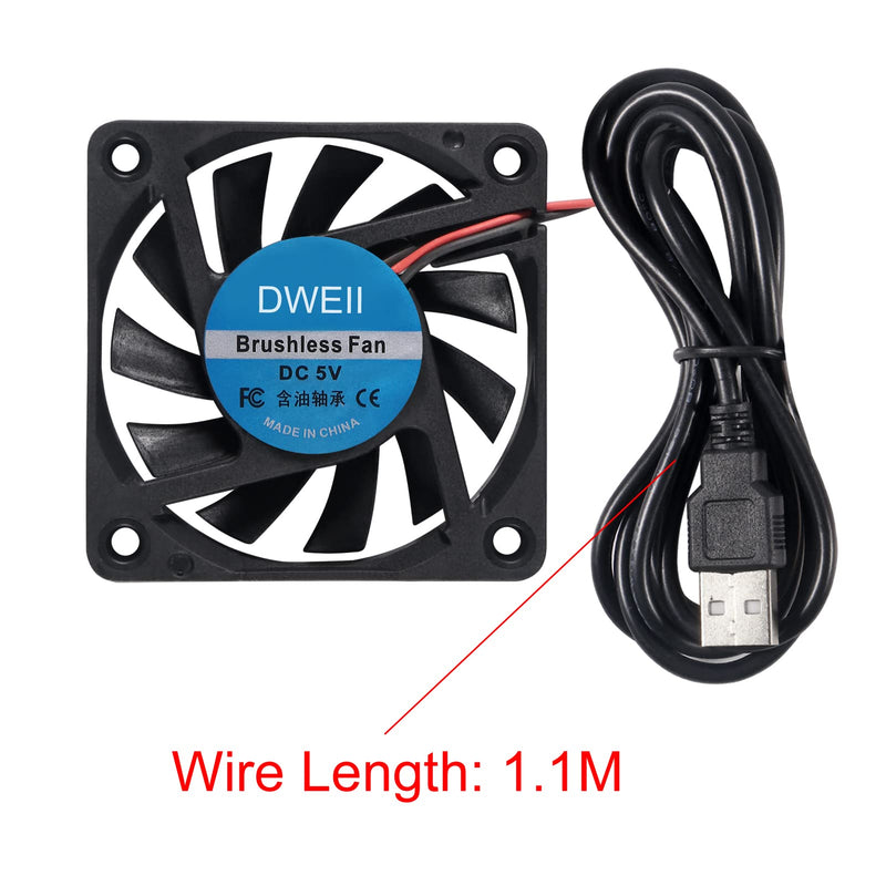 [Australia - AusPower] - DWEII 4-Pack USB Brushless Cooling Fan 60mm x 10mm USB Fan 5V DC Brushless Cooling Fan 6010 for Brushless DC Computer CPU Heat Sink Cooling Cooler Fan 