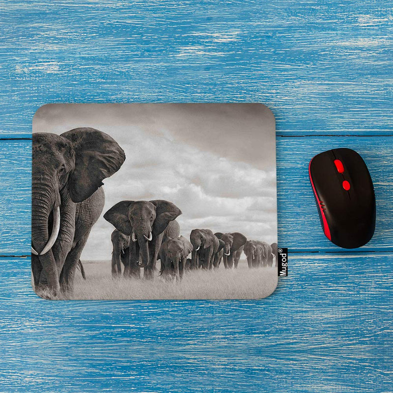 [Australia - AusPower] - Mugod Elephant Mouse Pad Elephant Walking on The African Savannah Grassland Grey Mouse Mat Non-Slip Rubber Base Mousepad for Computer Laptop PC Gaming Working Office & Home 9.5x7.9 Inch A14 