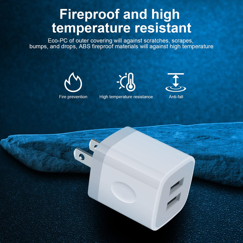 [Australia - AusPower] - USB Wall Charger, Charging Cube, Sicodo 3Pack Dual Port Charging Block Plug in Cell Phone Charger Box Brick USB Power Adapter for iPhone 13 12 SE 11 X XR XS 8, Samsung Galaxy S21 S20 10,Google,LG,Moto 3Pack-White 