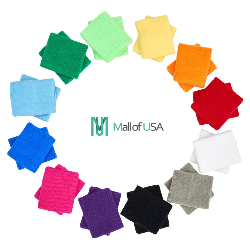[Australia - AusPower] - Mallofusa ? 12 Pairs Colorful Cotton Sweatbands Sports Basketball Wristband Athletic Wrist Sweat Bands for Gym Yoga Tennis Etc. 