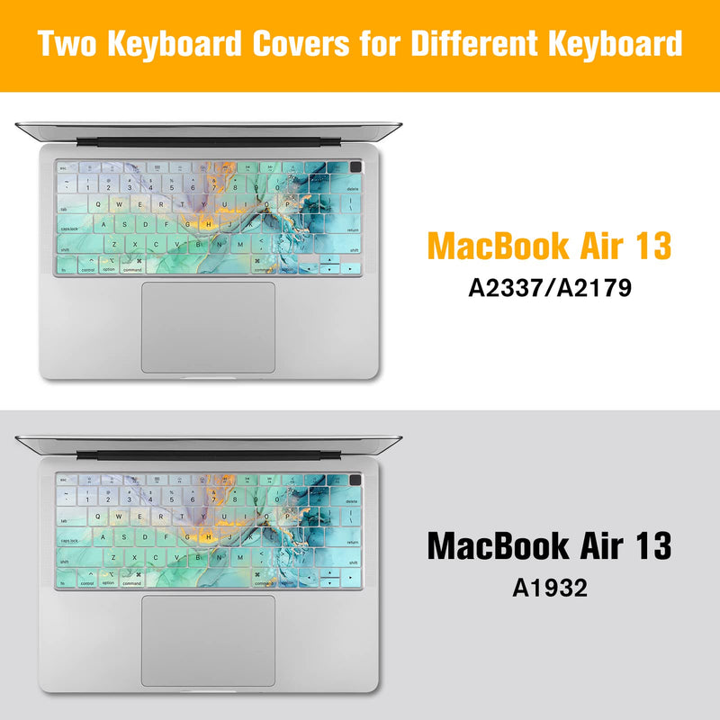 [Australia - AusPower] - Fintie Case for MacBook Air 13 Inch A2337 (M1) / A2179 / A1932 (2021 2020 2019 2018 Release) - Snap On Hard Shell Cover with 2 Keyboard Skin Covers, 1 Screen Protector, Emerald Marble Z-Emerald Marble 