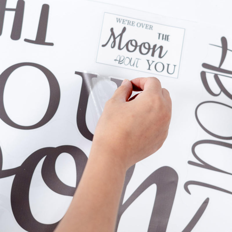 [Australia - AusPower] - MUWEOL We're Over The Moon About You Wall Decal - We're Over The Moon Baby Shower Decorations,Baby Nursery Wall Decor Stickers,Pregnancy Celebration Party Supplies 