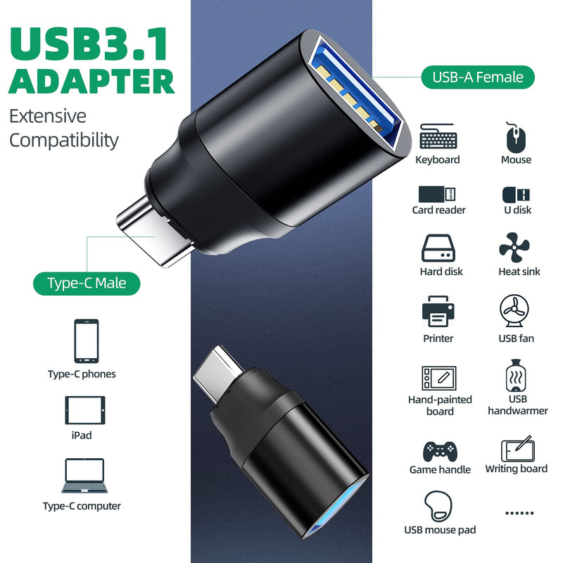 [Australia - AusPower] - USB C to USB Magnetic Adapter 24Pins USB C Male to USB A Female Adapter 2 Pack with PD 60w Charge 10Gbps USB3.1/USB3.0 for MacBook Pro /Air and More Type C Devices A to C - Magnetic 