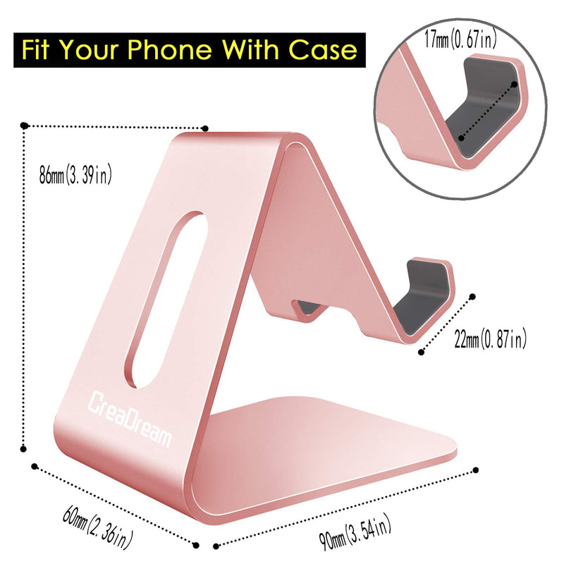 [Australia - AusPower] - CreaDream Cell Phone Stand, Cradle, Holder,Aluminum Desktop Stand Compatible with Switch, All Smart Phone, iPhone 11 Pro Xs Max Xr X Se 8 7 6 6s Plus SE 5 5s-Rose Gold Rose Gold 