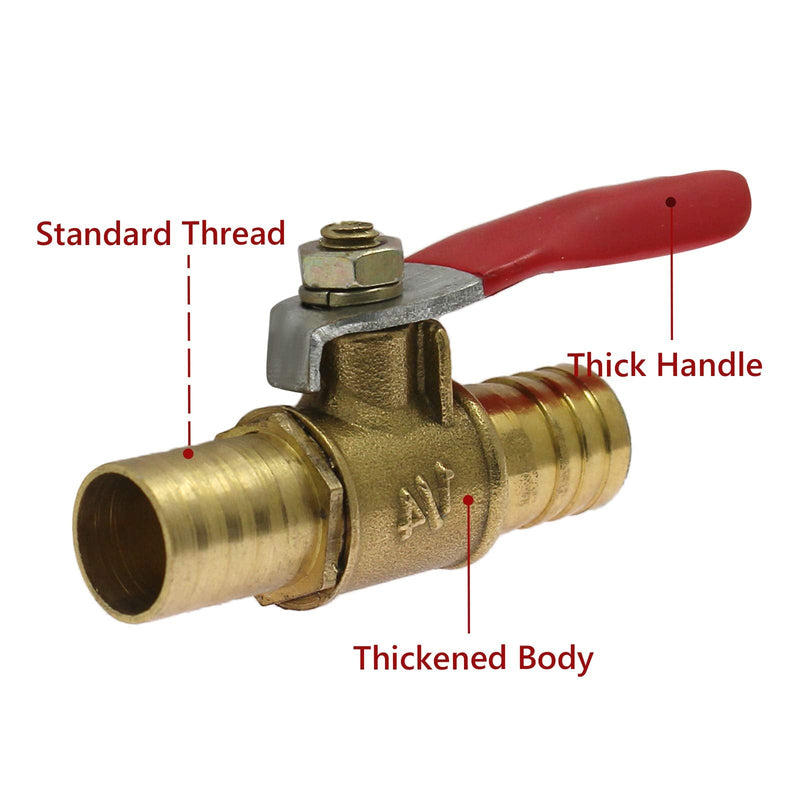 [Australia - AusPower] - Bonsicoky 4 Pcs Brass Water Ball Valve 1/2" Hose ID Shut Off Valve Hose Barb Tubing Connector Switch Thread Pipe Fitting for Air, Water Pipes 