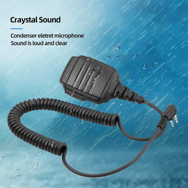 [Australia - AusPower] - Retevis IP54 Waterproof 2 Pin Speaker Mic, Compact Walkie Talkie Microphone for Baofeng BF-F8HP UV-5R BF-888S Retevis RT21 RT22 H-777 RT68 RT27 RT1 Arcshell AR-5 Two Way Radios (1 Pack) 