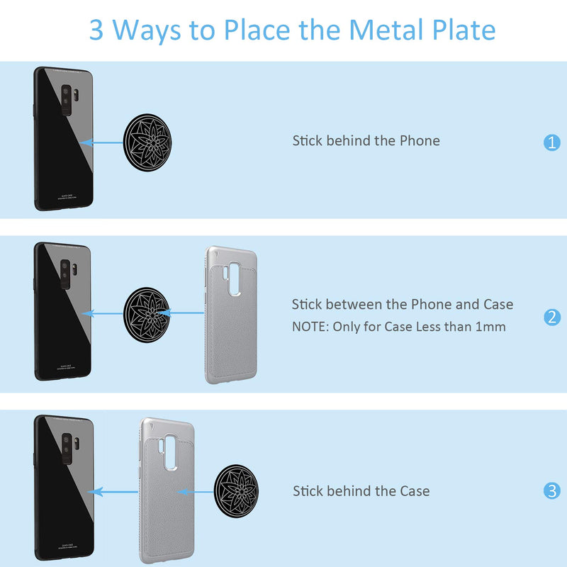 [Australia - AusPower] - Mount Metal Plate 5 Pack, Universal Metal Disc Replacement with Strong Adhesive for Magnetic Cell Phone Car Mount GPS Holder 5 Round 