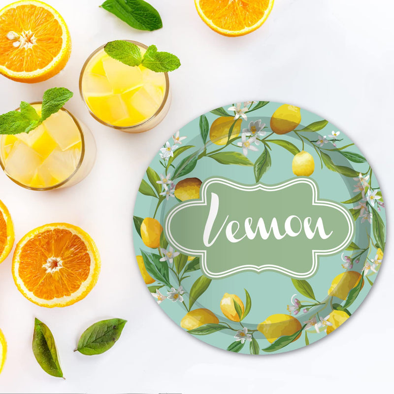 [Australia - AusPower] - 7inch Lemon Paper Plates - 24pcs Disposable Round Party Plates for Dessert, Snack, Fruits, Spring Summer Lemon Themed Event Decor, Picnic, Birthday, Baby Shower Party Supplies lemon-7in 