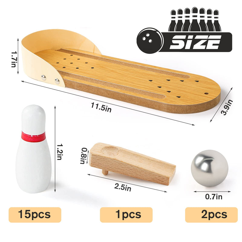 [Australia - AusPower] - 3 otters Mini Bowling Set, Wooden Tabletop Bowling Game Desk Toys Desktop Bowling Home Bowling Alleys, Desk Gifts for Coworkers 