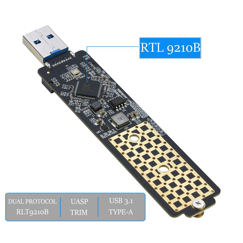 [Australia - AusPower] - M.2 to USB Adapter, RIITOP NVMe to USB 3.1 Reader Card Compatible with Both NVMe (PCI-e) M Key SSD & (B+M Key SATA Based) NGFF SSD 