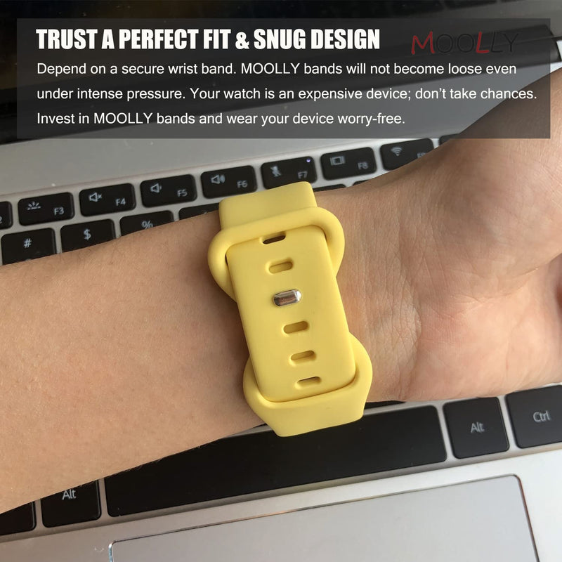 [Australia - AusPower] - MOOLLY for Watch Band 38mm 40mm 41mm 42mm 44mm 45mm, Soft Silicone Watch Strap Replacement Sport Band Compatible with Watch Band SE Series 7/6/5/4/3/2/1 Sport & Edition (NEW Pollen Yellow, 38mm/40mm/41mm S/M) NEW Pollen Yellow MOOLLY 