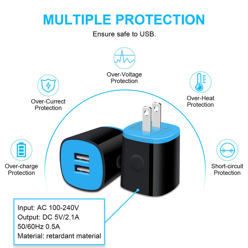 [Australia - AusPower] - USB Wall Charger Fast Charging for Samsung Galaxy S22/S21+/S20 FE/S10E/S9/S8,Note 22/20 Ultra/10/9/8,A50/A20/A21/A51/A71/A10E/A11/A12/A32,Moto G Power/G Stylus/G Fast,Phone Charger Head,Type C Cable 2+2 Charger Kit(Blue) 