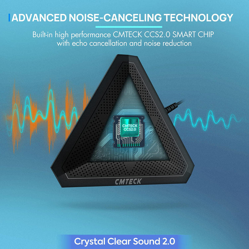 [Australia - AusPower] - USB Conference Microphone, CM001 Desktop Computer Mic, Mute Button with LED Indicator, Omnidirectional Condenser Boundary Mic for Recording, Streaming, Gaming, Skype (Windows/macOS)-Without Speaker CM-001 