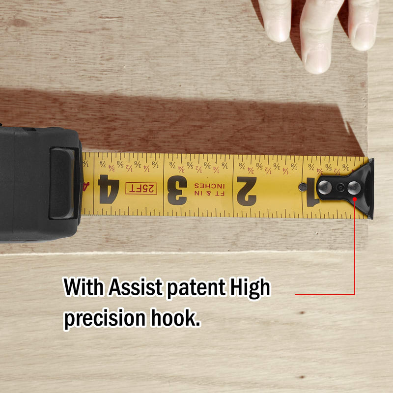 [Australia - AusPower] - ASSIST 25FT Measuring Tape by ASSIST 2.6m Level Standout, Both Side Printing Metal Blade,40% Thicker Blade,Heavy Duty,8 Times Longer Lifetime Than Normal one,Industray Grade 