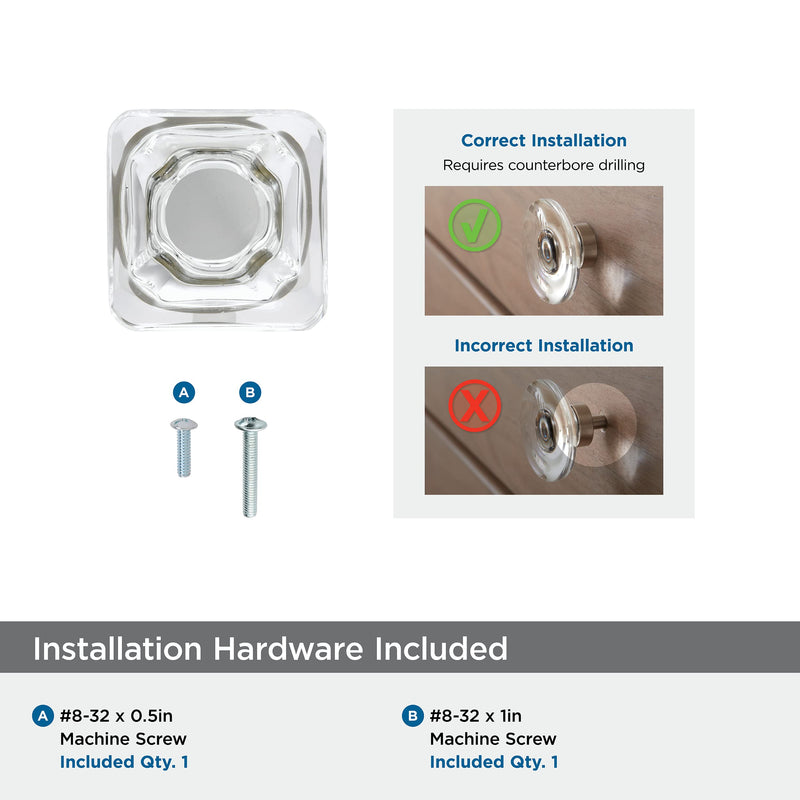 [Australia - AusPower] - Amerock | Cabinet Knob | Clear/Golden Champagne | 1-3/8 inch (35 mm) Length | Glacio | 1 Pack | Drawer Knob | Cabinet Hardware Square 