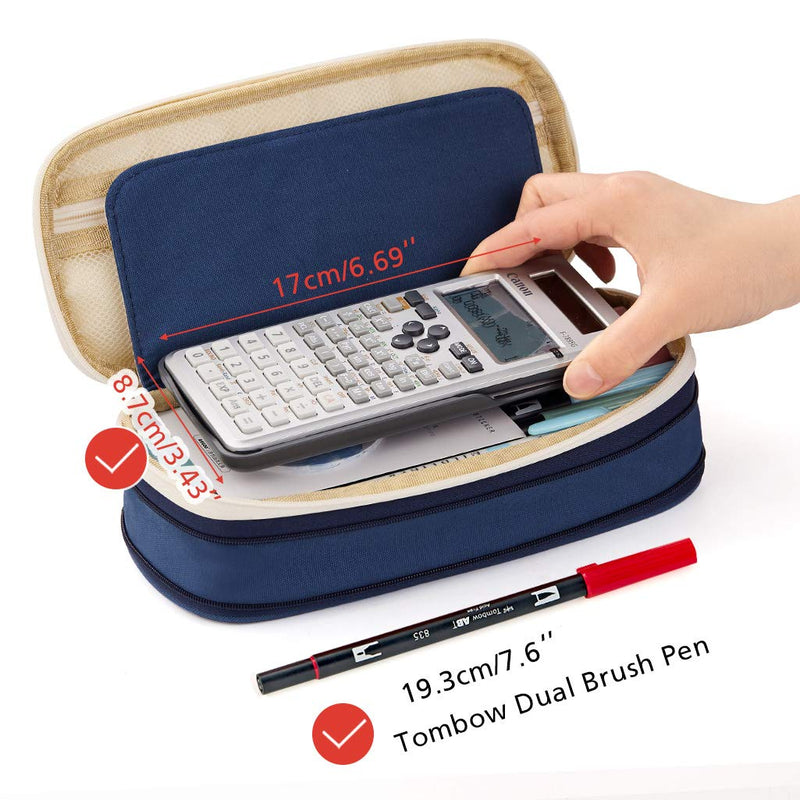 [Australia - AusPower] - EASTHILL Big Capacity Pencil Pen Case Office College School Large Storage High Capacity Bag Pouch Holder Box Organizer Blue 