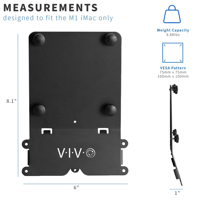 [Australia - AusPower] - VIVO VESA Adapter Plate Bracket Kit Designed for 24 inch M1 iMac Series Monitors, VESA up to 100x100, Black, Mount-MACM1 