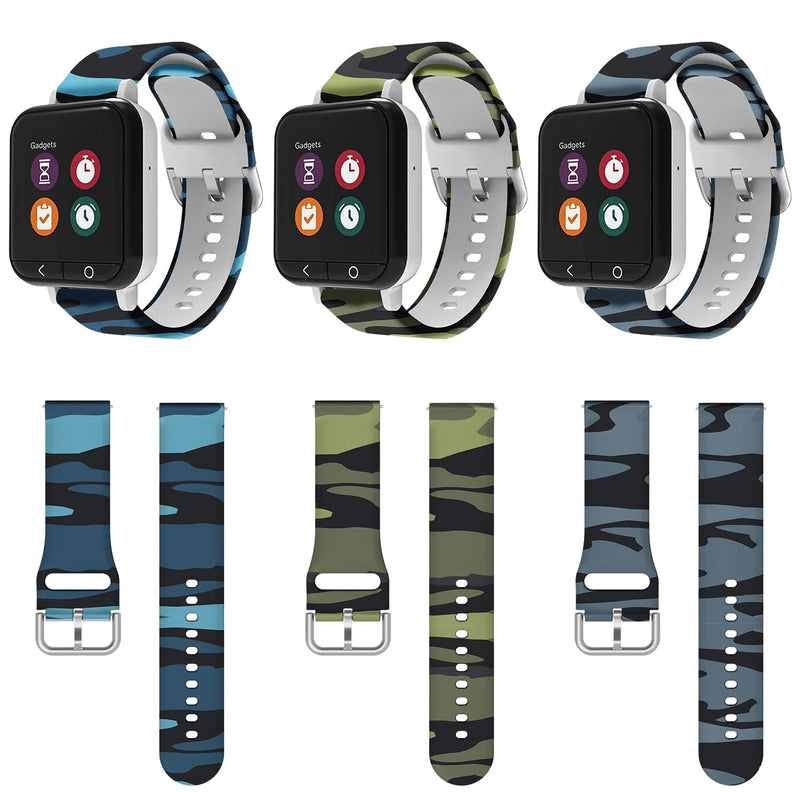 [Australia - AusPower] - 3 Pack Kids Watch Bands Compatible with Gabb Watch Band Replacement for Boys Girls, 20mm Silicone Smart Watch Band Strap with Quick Realease Pins for Gabb Wireless Kids Watch,Camouflage,5.5" - 7.1" 5.5" - 7.1" 