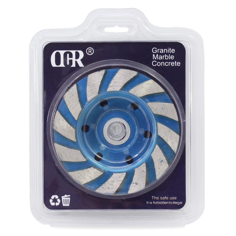 [Australia - AusPower] - OCR 4" Concrete Turbo Diamond Grinding Cup Wheel Three Row Turbo Cup Disc Grinder for Angle Grinder 12 Segs Heavy Duty(Blue 12segs B) Blue 12segs B 
