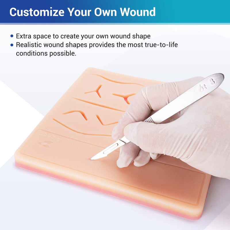 [Australia - AusPower] - Alcedo Suture Practice Kit for Medical Students, Complete Kit (32 Pieces) Include Extra Large Suturing Pad with Pre-Cut Wounds, Tools Kit, and Suture Threads , Demonstration and Education Use Only Extra Large Pad 