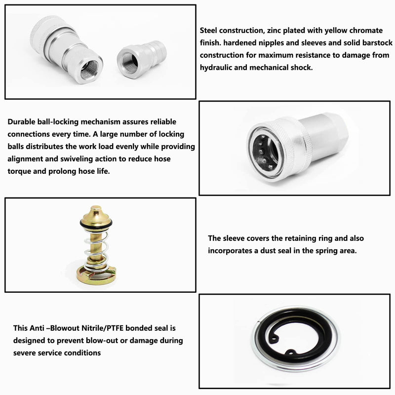 [Australia - AusPower] - Hydraulic Quick Connect Coupler 1/4" NPT,CEKER ISO 7241-A Tractor Couplers Hydraulic Coupling ISO 7241-A 1/4 NPT 