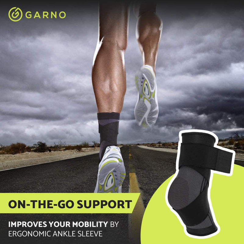[Australia - AusPower] - GARNO Ankle Brace Compression Sleeve with Adjustable Straps, Arch Support & Foot Stabilizer, Elastic Wrap for Plantar Fasciitis, Achilles Tendonitis Recovery, Sports Bandage Sock; Men, Women 1 
