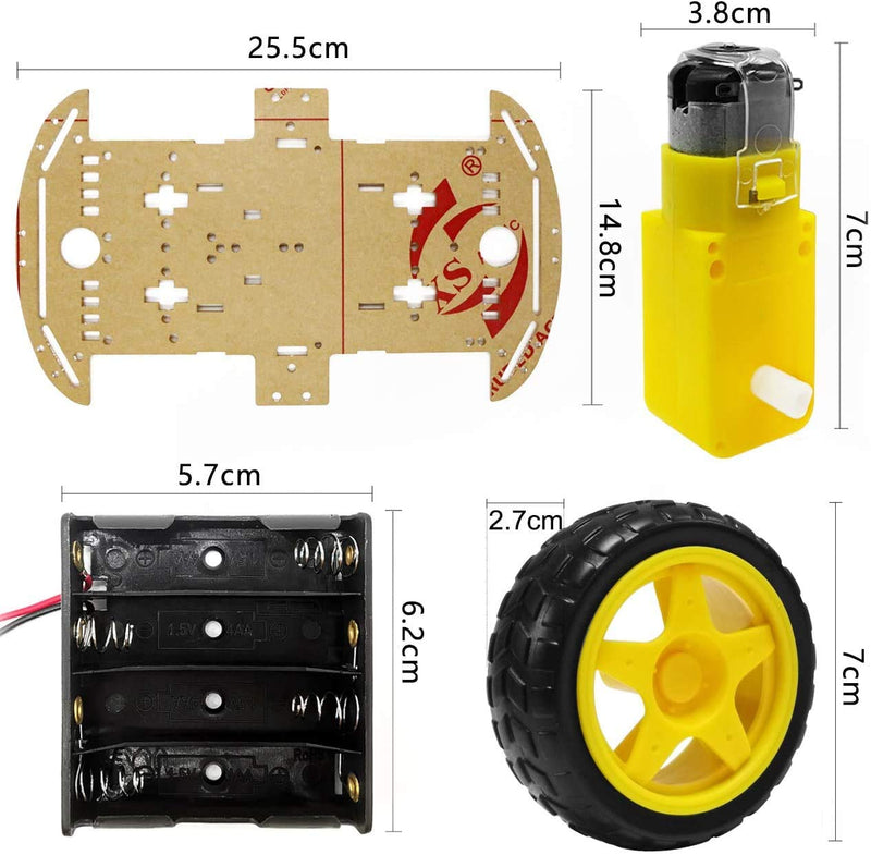 [Australia - AusPower] - YIKESHU 4WD 2 Layer Smart Robot Car Chassis Kit with Speed Encoder Battery Box for Kids Teens DIY 