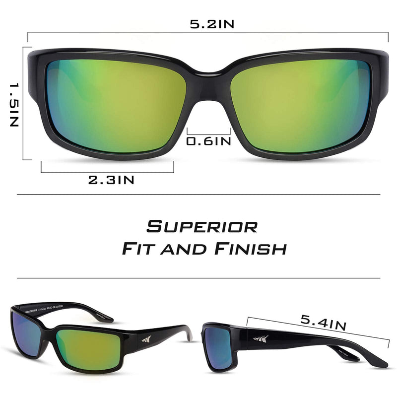 [Australia - AusPower] - KastKing Skidaway Polarized Sport Sunglasses for Men and Women,Ideal for Driving Fishing Cycling and Running,UV Protection Frame: Gloss Black / Lens: Brown Base - Chartreuse Mirror 