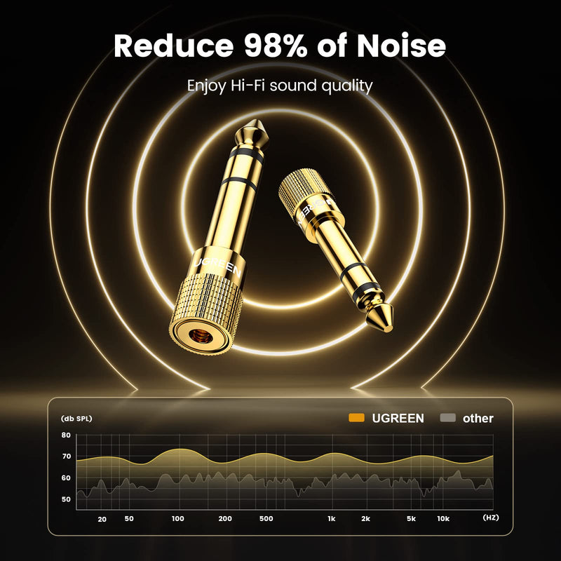 [Australia - AusPower] - UGREEN 6.35mm 1/4 Male to 3.5mm 1/8 Female Stereo Headphone Adapter Audio Jack Plug Gold Plated for Speaker Headphone Guitar Digital Piano Amp, 2 Pack 