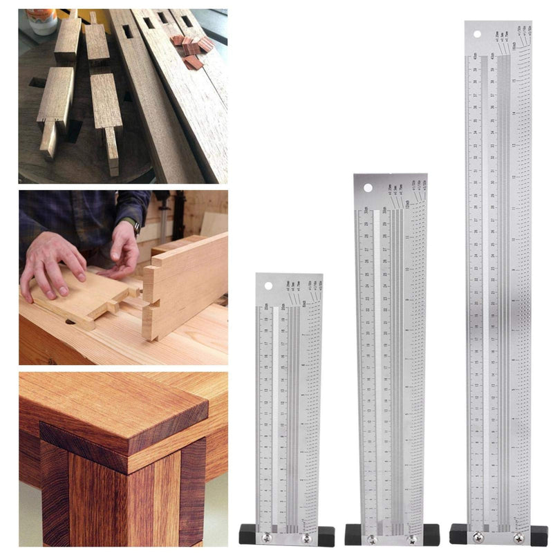 [Australia - AusPower] - Ultra Precision Marking Ruler Scribing Ruler Woodworking Scriber T-Type Ruler,Anti‑Rust,Stainless Steel Woodworking Scribing Ruler Gauging Tool Hole Positioning Scribing Gauge(12in) 