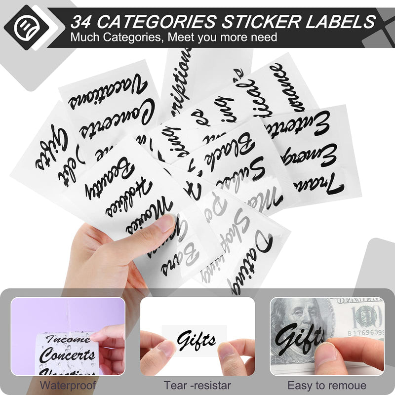 [Australia - AusPower] - Sooez A6 PU Leather Binder Budget Planner Organizer 6 Ring Binder Cover, 8Pcs Binder Pockets, 24Pcs Expense Budget Sheets & 8Pcs 34 Categories Sticker Labels, Money Saving Binder for Budgeting, Black 