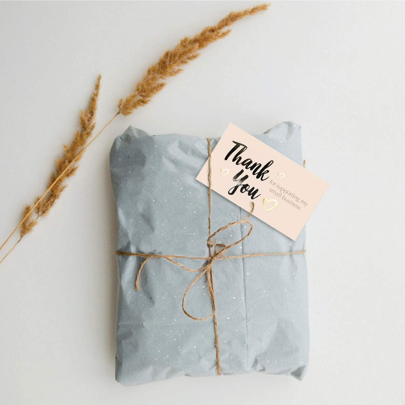 [Australia - AusPower] - Easykart 120 Thank You For Supporting My Small Business Cards, Gold Foil Business Card Size 3.5" x2", Thank You Cards for Online Retail Shop, Small Business, Customer Package Inserts 1 PACK 