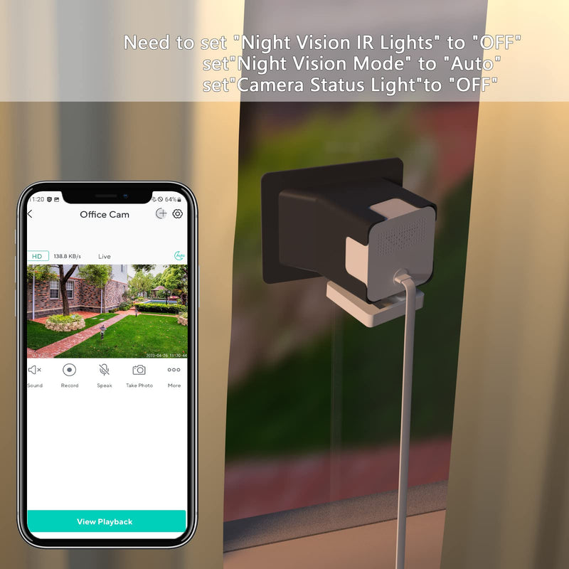 [Australia - AusPower] - Teccle Angled Window Mount for Wyze Cam V3, 20 Degrees Tilt (Up/Down/Left/Right), Through Window Use Cam v3, Helps You Watch Front Yard and Driveway (Black/Pack of 2) 20° tilt window mount black/Pack of 2 