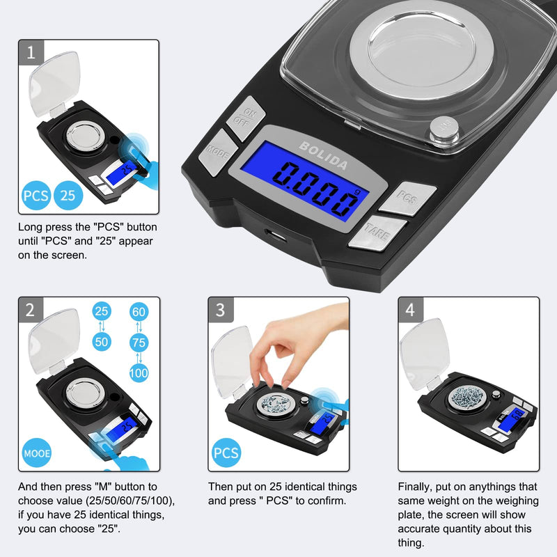 [Australia - AusPower] - NEXT-SHINE Rechargeable Milligram Scale, Mini Digital Pocket Scale 50g x 0.001g, High Precision Reloading Scale with 10g Calibration Weight Grams Ounces for Jewelry School Test 