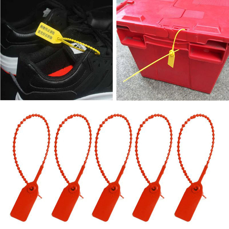 [Australia - AusPower] - E-outstanding Security Seal with Metal Insert 20PCS Plastic Adjustable Self-Locking Pull Tight Cable Ties Tags Disposable Wire Padlock Zip Ties for Cargo Container Seal Lock Red 