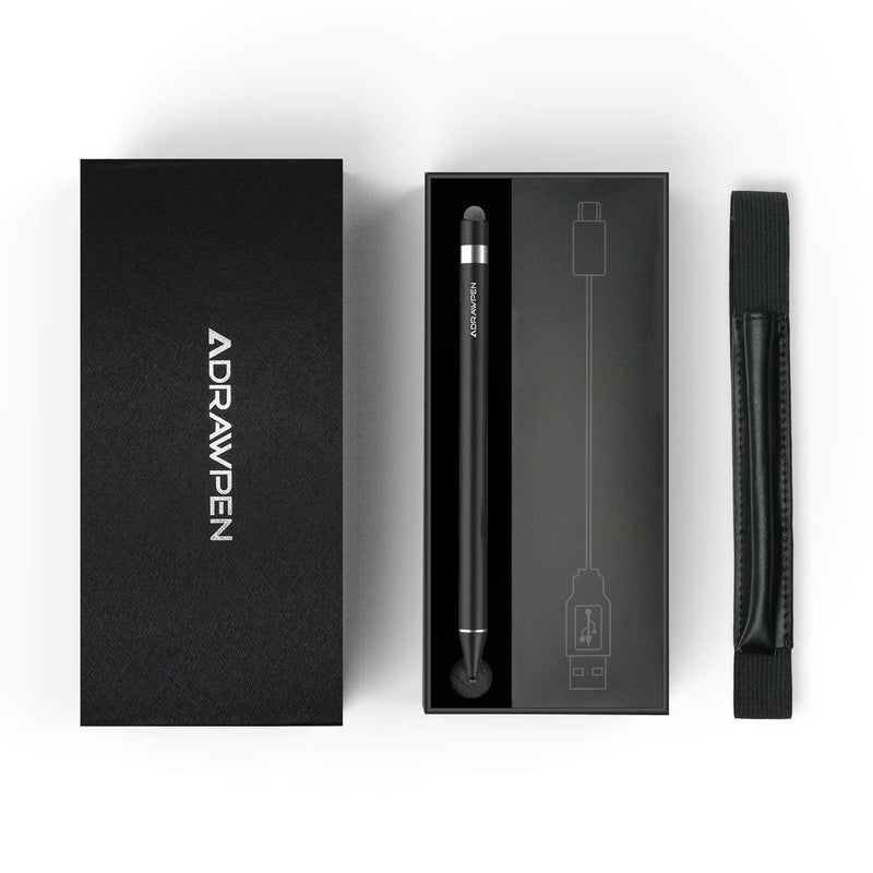 [Australia - AusPower] - Stylus Pen Compatible for Apple iPad, Adrawpen Rechargeable Active Stylus Pen with 2 in 1 Copper & Mesh Fine Tip, 5 Mins Auto Off Smart Pencil Digital Pen for iPad/iPhone/iPad Pro &Android-Black Black 