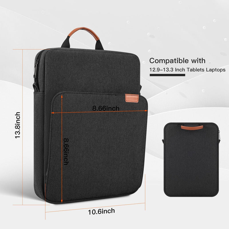 [Australia - AusPower] - 12.3-13.3 Inch Tablet Sleeve Shoulder Bag for 12.4" Samsung Galaxy Tab S8+/S7 FE/S7+, iPad Pro 12.9 M2 M1, 12.3" Surface Pro X/9/8/7, 13.3" MacBook Air/Pro, Protective Tablet Pouch Case,Space Grey 12.3-13 Inch Space Grey 