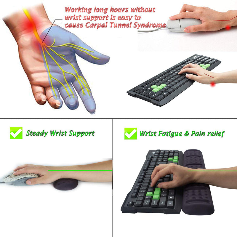 [Australia - AusPower] - BRILA Upgraded Ergonomic Keyboard and Mouse Wrist Rest Support Cushion Pad Set - Comfy Soft Memory Foam Gel Padding & Non-Slip Palm/Hand/Wrist Pain Relief Rest Pad for Office Work, PC Gaming, Laptop Black Bundle 