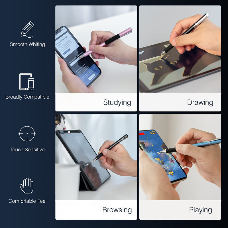 [Australia - AusPower] - Stylus for iPad, Abiarst Stylus Pens for Touch Screens Disc & Fiber Tip for Apple/iPhone/Ipad pro/Mini/Air/Android/Microsoft/Surface All Capacitive Touch Screens (3-Pack (Black/Blue/Rose Gold)) 3-Pack (Black/Blue/Rose Gold) 