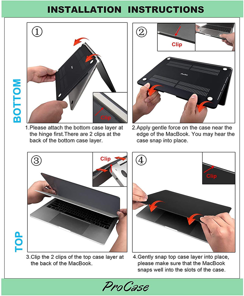 [Australia - AusPower] - ProCase MacBook Pro 13 Case 2016-2020 Release A2338 M1 A2289 A2251 A2159 A1989 A1706 A1708, Hard Case Shell Cover and Keyboard Skin Cover for MacBook Pro 13 Inch with/Without Touch Bar -Black Black 