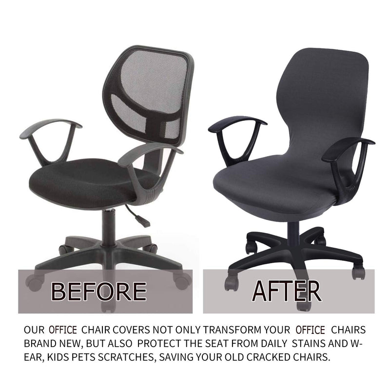 [Australia - AusPower] - Deisy Dee Computer Office Chair Covers Pure Color Universal Chair Cover Stretch Rotating Chair Slipcovers Cover ONLY Chair Covers C098 (Dark Grey) Dark Grey 