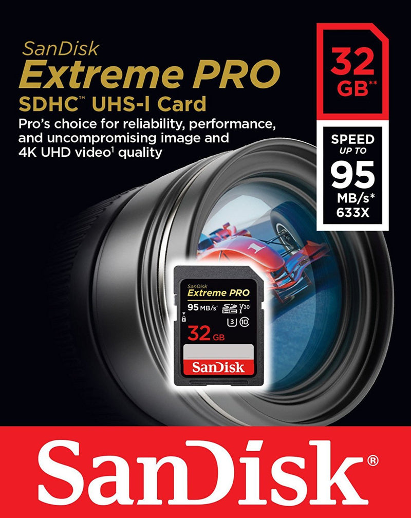 [Australia - AusPower] - SanDisk 32GB SDHC SD Extreme Pro Memory Card Works with Canon EOS Rebel T5, T5i, T6, T6i, T7, T7i Digital DSLR Camera 4K V30 (SDSDXXG-032G-GN4IN) Bundle with 1 Everything But Stromboli 3.0 Reader 