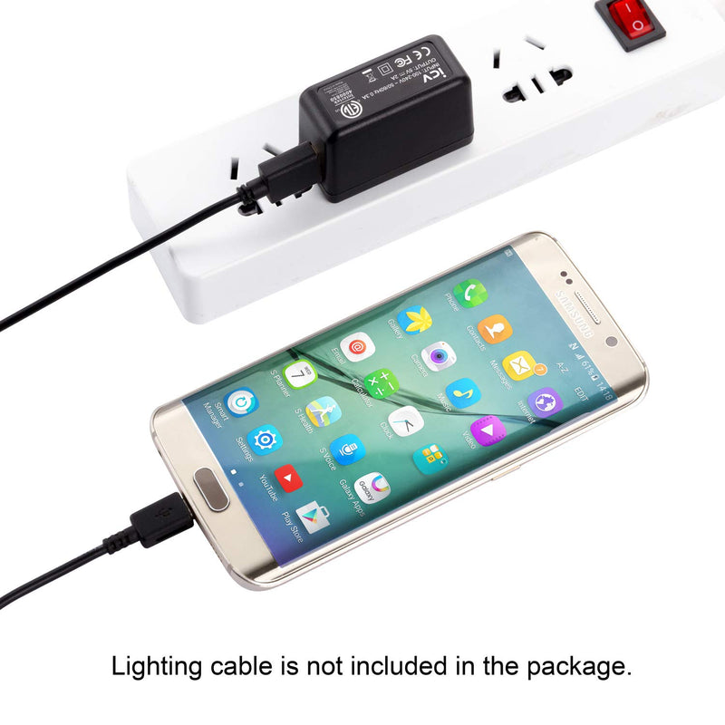 [Australia - AusPower] - icv USB Wall Charger – 5V 2A AC Power Adapter with US Plug for Phone, Tablet and Other Related USB Powered Devices Small and Lightweight – Designed for Safety 