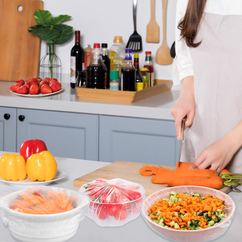 [Australia - AusPower] - 180PCS Reusable Elastic - Stretch Bowl Covers with Stretch PE Plastic Food Storage Covers Elastic Dish Plate Wrap Bowl Covers for Leftover and Meal Prep (180) 