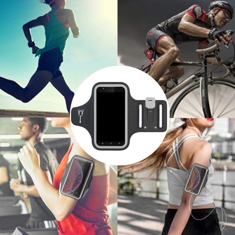 [Australia - AusPower] - ZLFTYCL New Sports Armband for Moto G7/G7 Plus, Lightweight Skin-Friendly Sweatproof Adjustable Running Armband with Key Holder and Earphone Slot, Perfect for Jogging, Gym, Hiking (Black) 